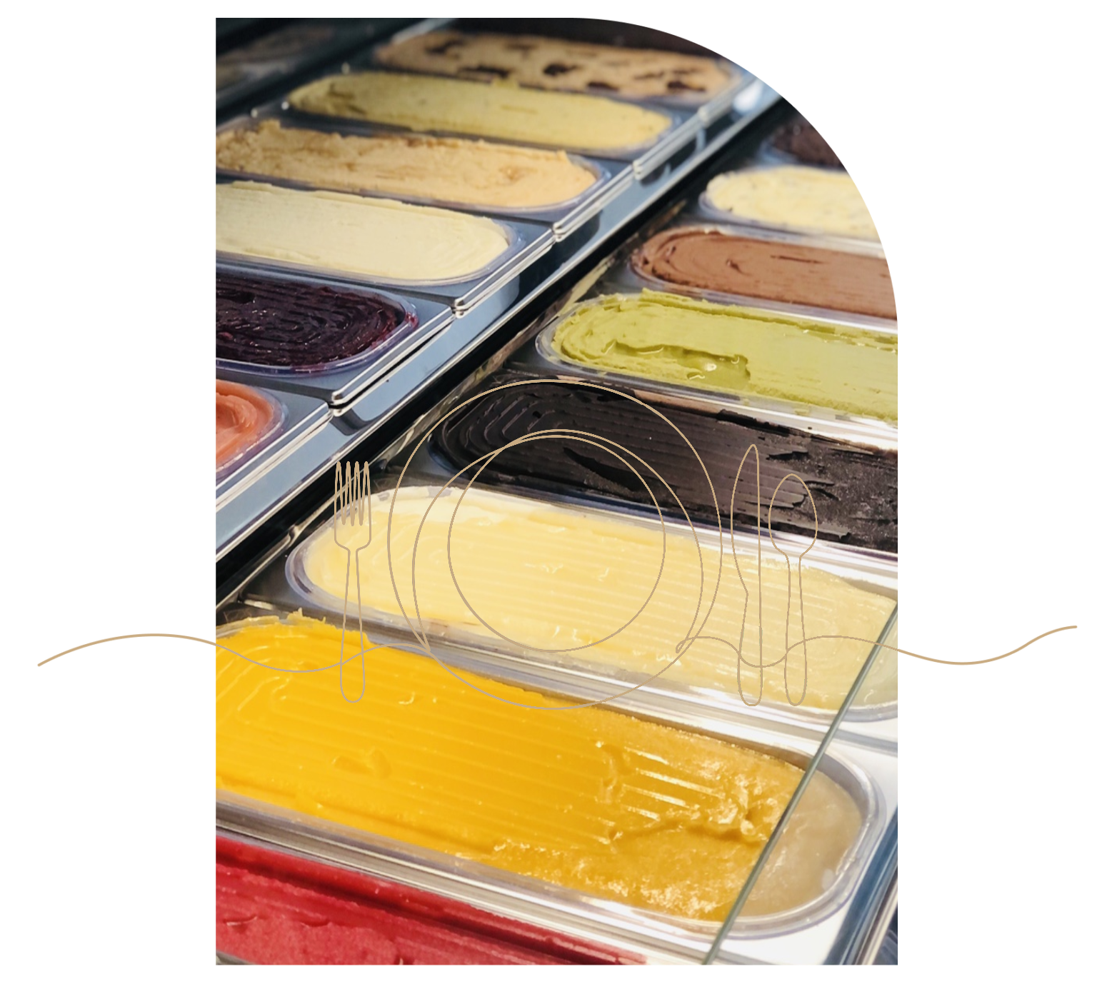 A close up of many different types of ice cream